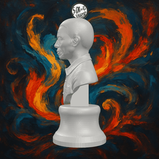 Nelson Mandela Realistic Bronze Bust – SoliDRawinGs SG3266