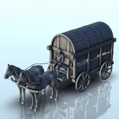 GIF-V02.gif STL file Medieval carriage with horses and coachman (2) - Alkemy Lord of the Rings War of the Rose Warcrow Saga・3D printing idea to download