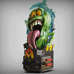 Slimer-V2-Capture-By-Trap-Ghostbusters.gif STL file Slimer capture by Ghost Trap-Ghostbusters - Classic cartoon-FANART FIGURINE・Model to download and 3D print