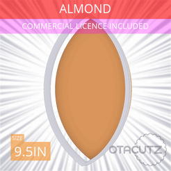 Almond~9.5in.gif STL file Almond Cookie Cutter 9.5in / 24.1cm・3D printable design to download