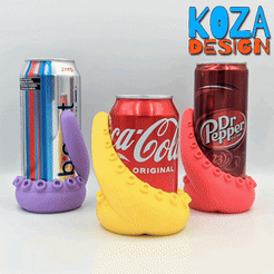 TentacleSip-gif1.gif Archivo STL TentacleSip, lo último en soportes para latas impresos en 3D: Innovador accesorio para latas de 355 ml y latas altas de 12 oz - Diseño minimalista e impresión 3D funcional・Modelo para descargar y imprimir en 3D