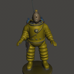 tintinastronautagif.gif tintin with lunar diving suit on the sea of ice landing on the moon