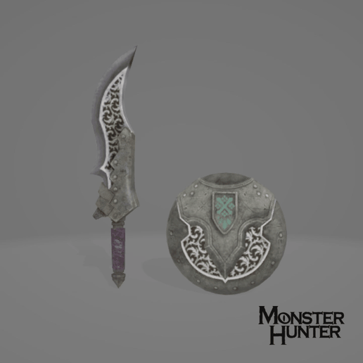 MONSTER HUNTER WORLD KJARR SWORD AND SHIELD 3D model