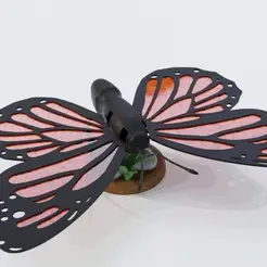 Papillon-Monarque.gif STL file Mechanical Articulated Monarch Butterfly・3D printing template to download, j5em3110