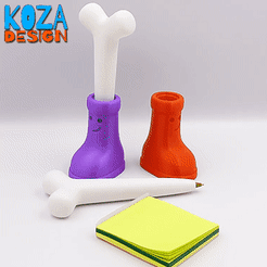 red-boot-pen-holder-08.gif STL file Smiling red boot for a bone pen・3D printing model to download