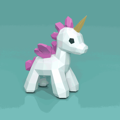 RENDER_ANIMACAO_UNICORN.gif STL file Unicorn Lowpoly v2・3D printing template to download