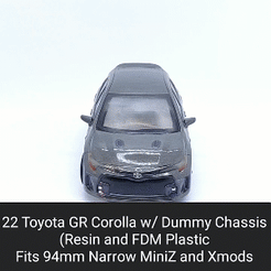 Corolla.gif STL file 22 GR Corolla Body Shell with Dummy Chassis (Xmod and MiniZ)・3D print model to download