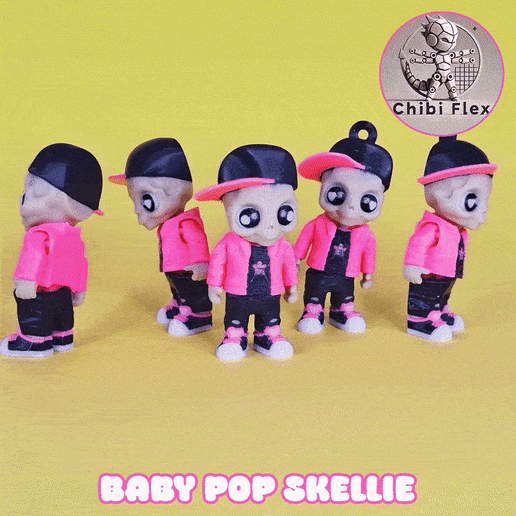 Flexi Baby Pop Skellie 💀🎃 | Halloween Special | Print-in-Place & No Supports | STL + Commercial License photo 2