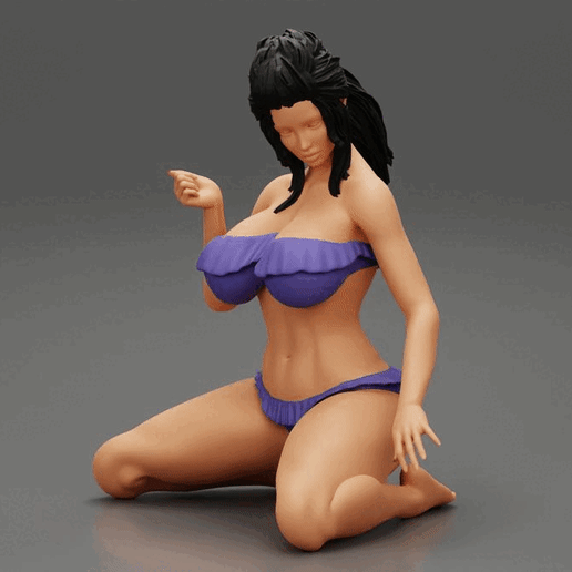 ezgif.com-gif-maker-44.gif 3D file Girl On A Beach Sitting On Her Knees 3D Print Model・3D print design to download, 3DGeshaft