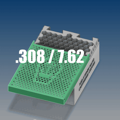 308.gif STL file .308/7.62 125x storage fits inside 50 cal ammo can・3D printing idea to download