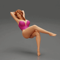 ezgif.com-gif-maker-18.gif 3D file sexy girl sitting on a chair with hands in hair・3D print object to download