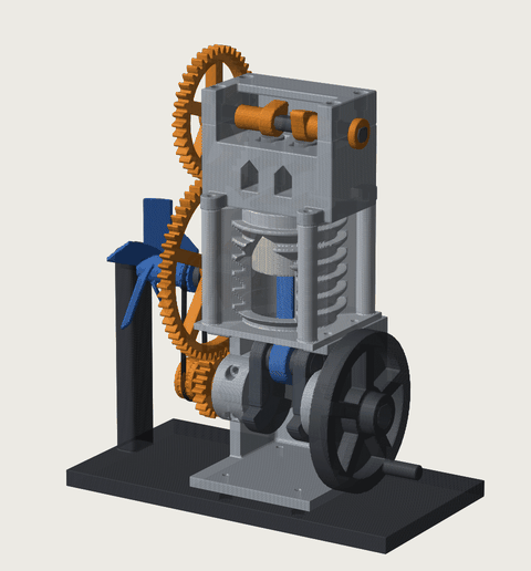 Printable Single-Cylinder Engine – Working Cutaway Model (No Supports)