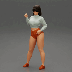 ezgif.com-gif-maker-1.gif 3D file Sexy Young Woman Posing in a mini Short・Template to download and 3D print