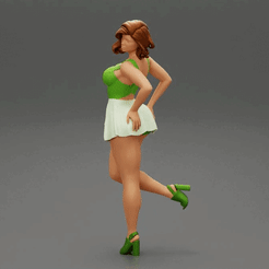 ezgif.com-gif-maker.gif 3D file Attractive Young Woman In A Short Skirt With Her Hands On Hips・3D printable model to download
