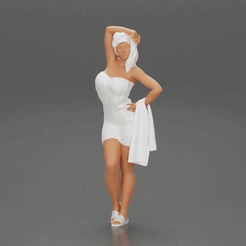 ezgif.com-gif-maker-2.gif Mujer sexy después de la ducha con albornoz sosteniendo toalla de baño