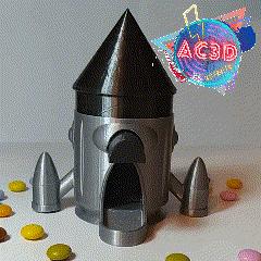 cohete dispensador de chuches.gif STL file Rocket dispenser easy to print・Model to download and 3D print, ARTCRAFT3D