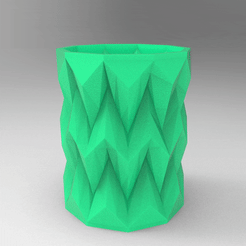 untitled.1772.gif STL file FLOWERPOT ORIGAMI FACETED ORIGAMI PENCIL FLOWERPOT・3D print object to download