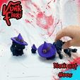 BlackCat01.gif Halloween Black Cat MultiColor Flexi Print-In-Place + figure & keychain