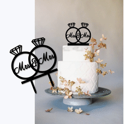 All.gif STL file MARRIAGE CAKE TOPPER ( SET OF 6 )・3D printing design to download