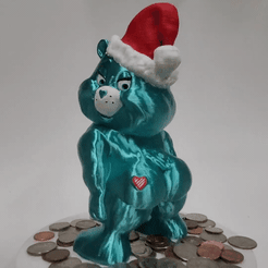 gif.gif Free STL file HO HO Bear Ornament & Coin Bank・3D printable design to download