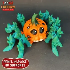 gif.gif STL file FLEXI PRINT-IN-PLACE PUMPKIN SPIDER ARTICULATED・3D print model to download, ToonzFactory