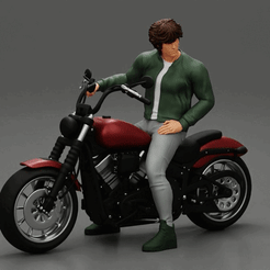 ezgif.com-gif-maker-4.gif 3D file Young man sitting on his motorbike・3D printing model to download