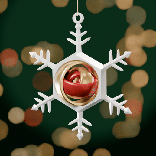 Snowflake Gyro Ornament – Print-in-Place Spinning Christmas Ornament, No Supports