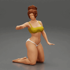ezgif.com-gif-maker-1.gif Fichier 3D Femme sexy en bikini assise sur ses genoux・Plan pour impression 3D à télécharger, 3DGeschaft