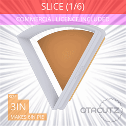 1-6_Of_Pie~3in.gif 3D file Slice (1∕6) of Pie Cookie Cutter 3in / 7.6cm・Model to download and 3D print