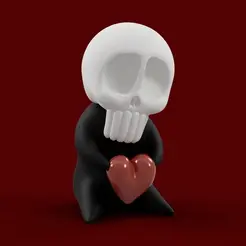 Untitled-4.gif SkullBaby Love - Sculpture Mignonne Figurine Crâne Chibi Coeur Crâne Coeur