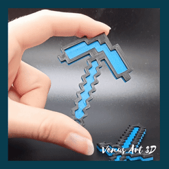 Minecraft-Pickaxe-gif.gif Download STL file ⛏️ MINECRAFT PICKAXE KEYCHAIN⛏️ • Template to 3D print, Venus_Art