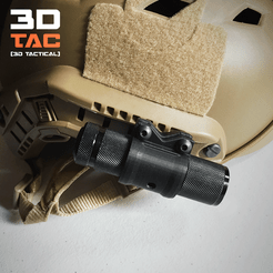 3DTAC_HelmLIght.gif Free STL file 3DTAC / Airsoft Helmet Rail Flashlight Adapter・3D print design to download, 3DMXStudio