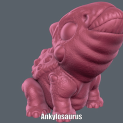 Ankylosaurus.gif Download STL file Ankylosaurus (Easy print no support) • 3D printer template, Alsamen