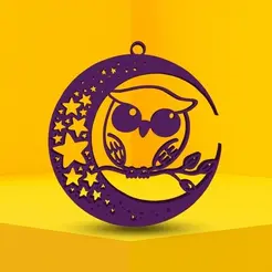 llavero-buho-animado.gif Owl moon and stars keychain charm