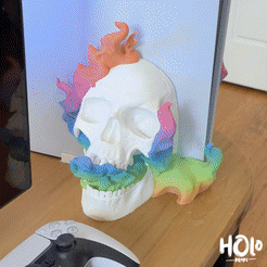 IMB_hRQ1Gp.gif 3D file Skull Stand - Playstation 5 Disc Edition・3D printing design to download