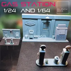 0.gif Gas Station Diorama 1-24 and 1-64th scale 3D print model