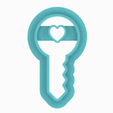 Key___.gif cutter for polymer clay in 3 dimensions in the shape of a key with internal cut in the shape of a heart