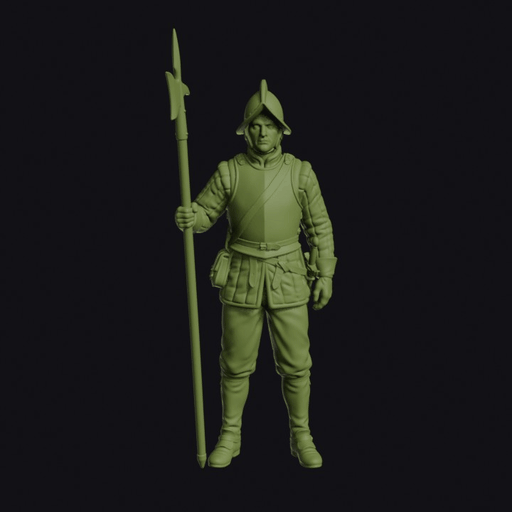 Catholic League Pikeman Standing Sentry with Pike Vertical and Breastplate over a Padded Jerkin