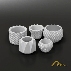 Untitled-Project.gif STL file Set of 5 models Geometric 3D Printed Pot・3D printing model to download, MegArt3D