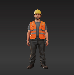 1:64 Scale Construction Worker: Neutral Pose Diorama Miniature - 3D model önizlemesi