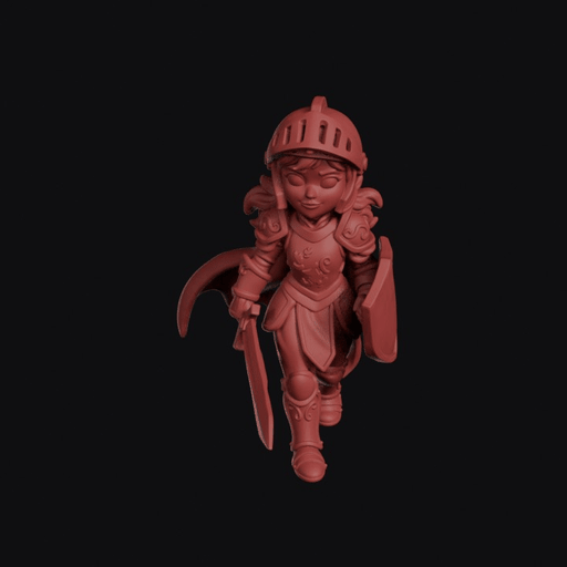 Female Knight With Sword And Shield