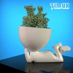 TIMUX_MD2.gif STL file ROBERT PLANT POT LYING DOWN WITH SHOES・Design to download and 3D print