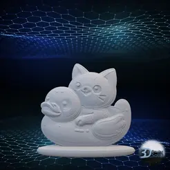 Cat Riding a Duck