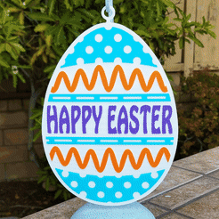 Happy-Easter-Egg-Hanging-Sign-Slideshow.gif STL-Datei Osterei Hängeschild・Design für den 3D-Druck zum Herunterladen, abbymath