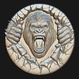 Gorilla.mp4 Angry Gorilla Relief for CNC Laser and 3D Print STL File and 4K Grayscale TIF - High Detail 3D Model
