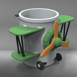 20210417_140246.gif Free STL file Airplane Pencil Cup・Model to download and 3D print