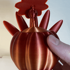 shaking.gif STL file Cute Thanksgiving Turkey in a Pumpkin Print-in-Place・3D printable model to download, xtendedcreations