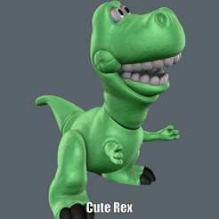 Cute-Rex.gif STL file Cute Rex (Easy print and Easy Assembly)・3D printer design to download, Alsamen