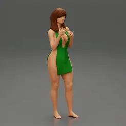 211.gif Fichier 3D Beautiful Woman in Summer Backless Halter Dresse open side Modèle d'impression 3D・Plan à imprimer en 3D à télécharger, 3DGeshaft