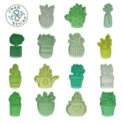 ezgif.com-gif-maker.gif STL file 15 Domestic Plants Collection Set (15 files) - Cookie Cutter - Fondant - Polymer Clay・3D printing idea to download
